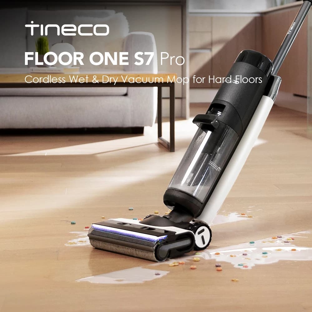 Tecnología centrífuga Tineco Floor ONE S7 PRO, limpiador inalámbrico de succión en seco y húmedo con pantalla LED, elimina la suciedad pegajosa y el pelo de animales.