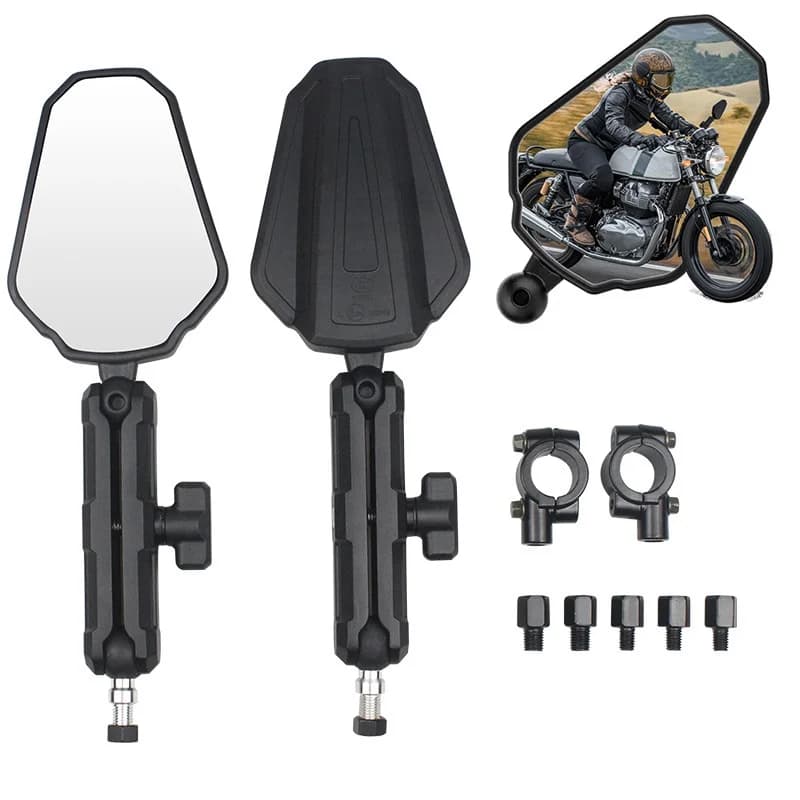 Espejos Universales para Motocicleta, Ajustables en Ángulo, Plegables, Espejo Lateral para Manillar, Compatible con Motocicletas de Aventura, Todoterreno, de Calle y ATV