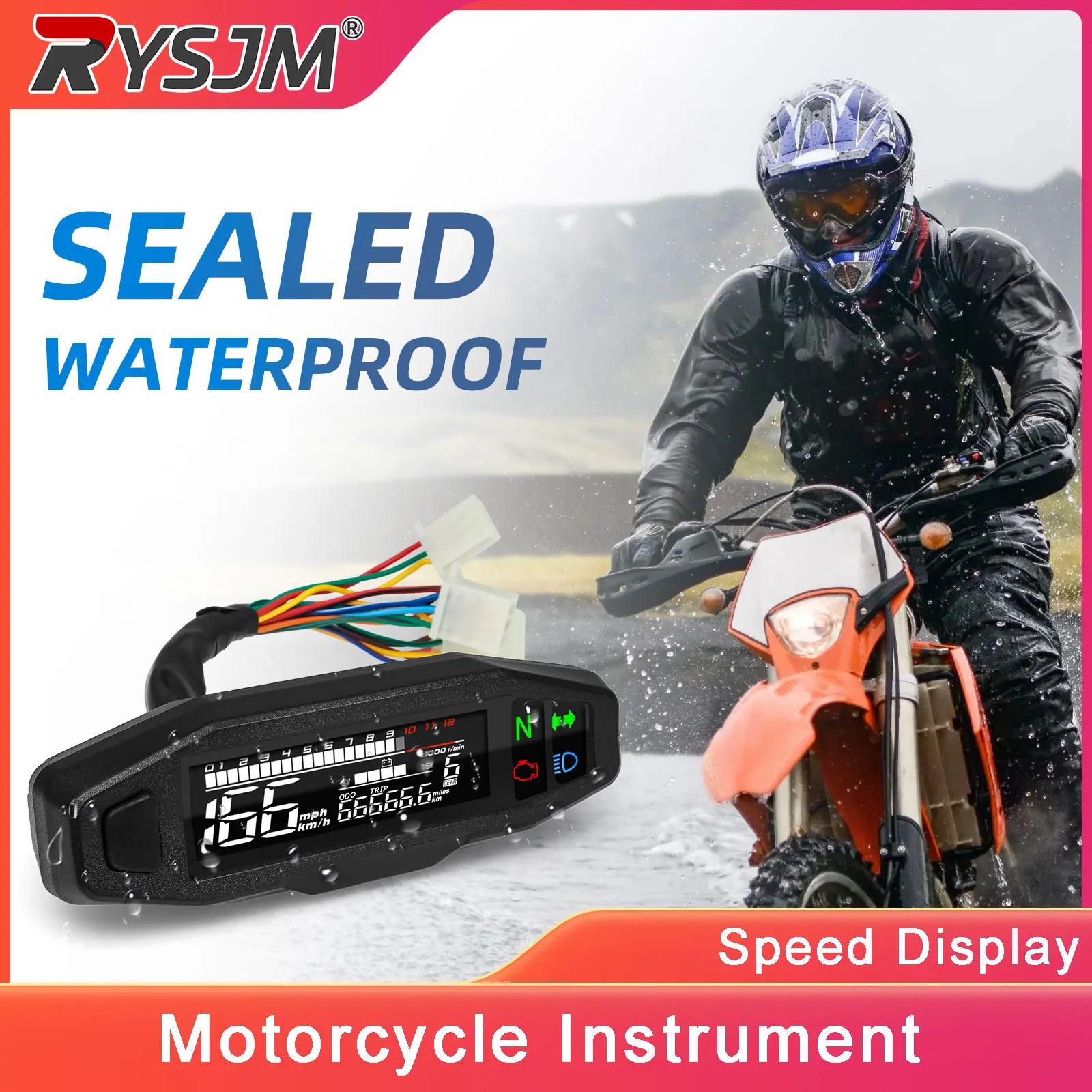 Velocímetro Digital Universal de 12 V para Motocicleta, Medidor Digital LCD, Tacómetro, Indicador de Nivel de Aceite, Pantalla de Voltaje, Accesorio para Motocicleta