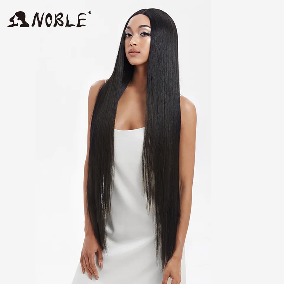 Pelucas delanteras de encaje sintético Noble para mujer, peluca recta de 38 pulgadas, peluca de encaje Rubio degradado, pelucas de encaje, peluca con malla frontal recta para Cosplay