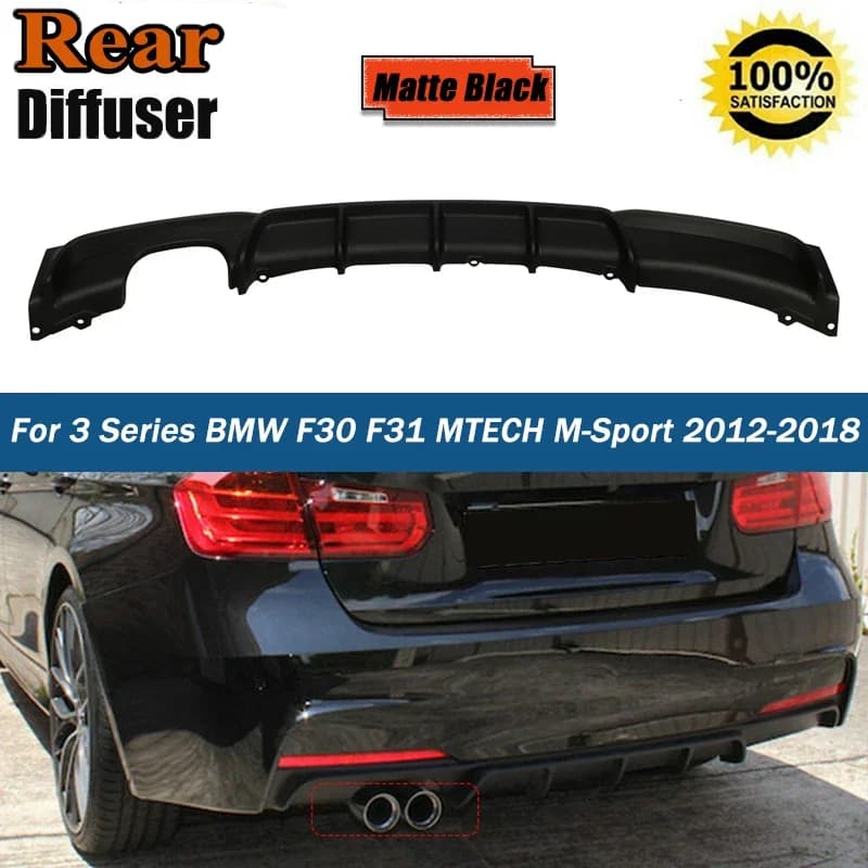MagicKit-difusor de parachoques trasero de coche, color negro mate, para BMW F30, F31, 320i, 325i, 328i, 335i, MTECH m-sport, solo 2012-2018