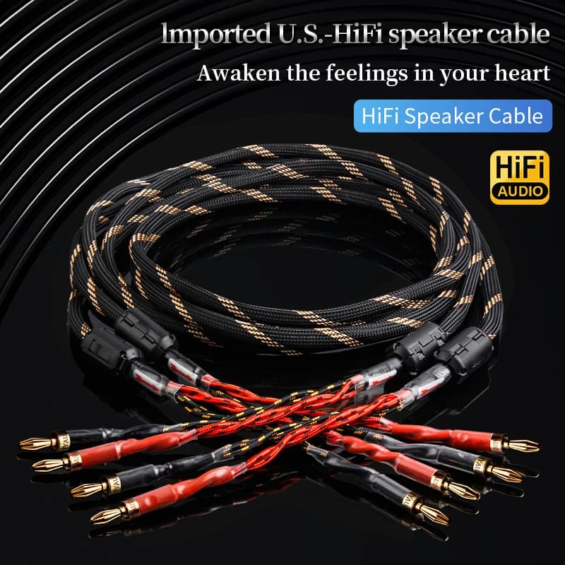 YYAUDlO, un par de cables de altavoz HlFl, cables de altavoz Oc de alta gama para sistemas de alta fidelidad y Cables de altavoz con conector Banana