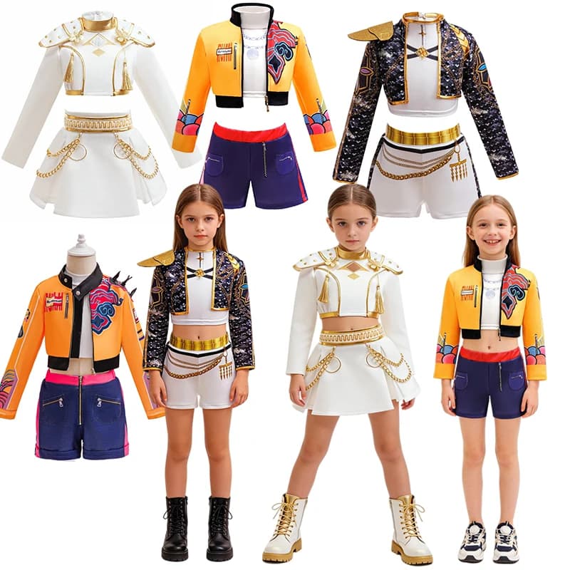 Conjunto de Ropa de Baile Hip Hop para Niñas, Varios Estilos, Top Corto, Chaqueta, Falda, Pantalones Cortos, Disfraz para Actuaciones de Jazz