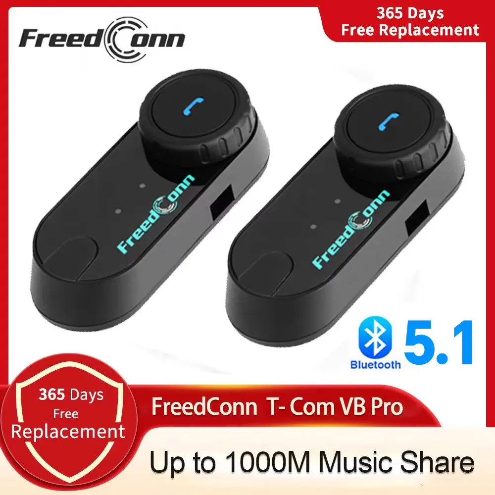 Freedconn T Com VB auriculares para casco de motocicleta, intercomunicador estéreo Bluetooth para llamadas, comunicación inalámbrica, interfono FM para compartir música