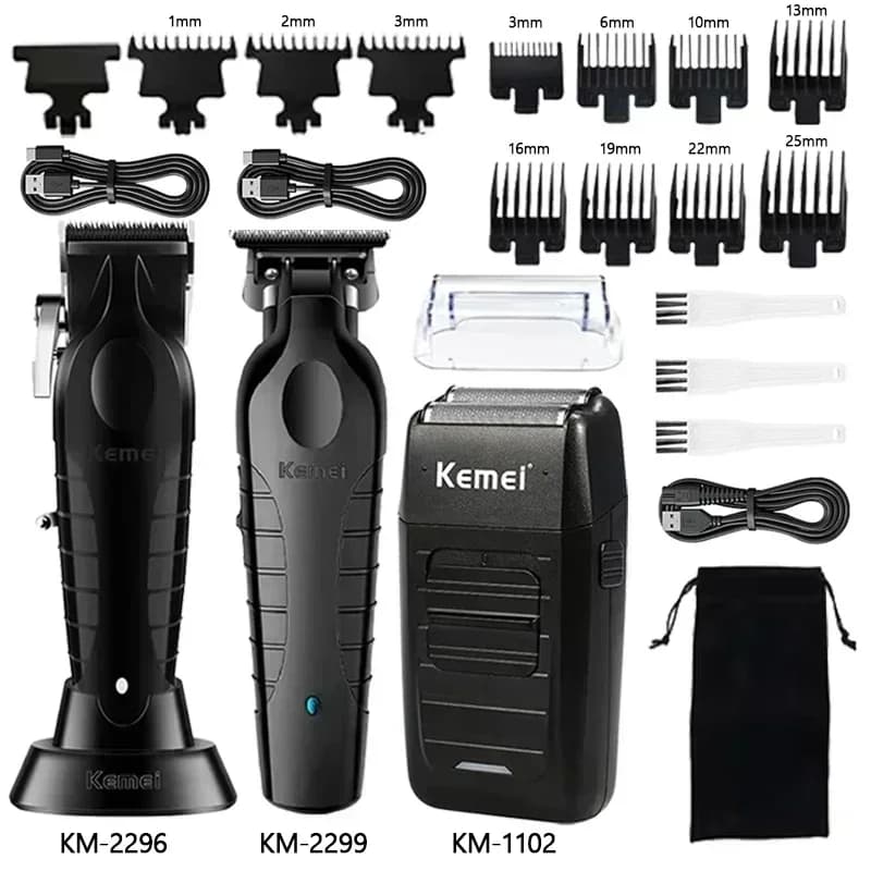 Kit de cortadora de pelo Kemei KM-2296 KM-2299 KM-1102, cortadora de pelo eléctrica para hombres, cortadora de pelo profesional