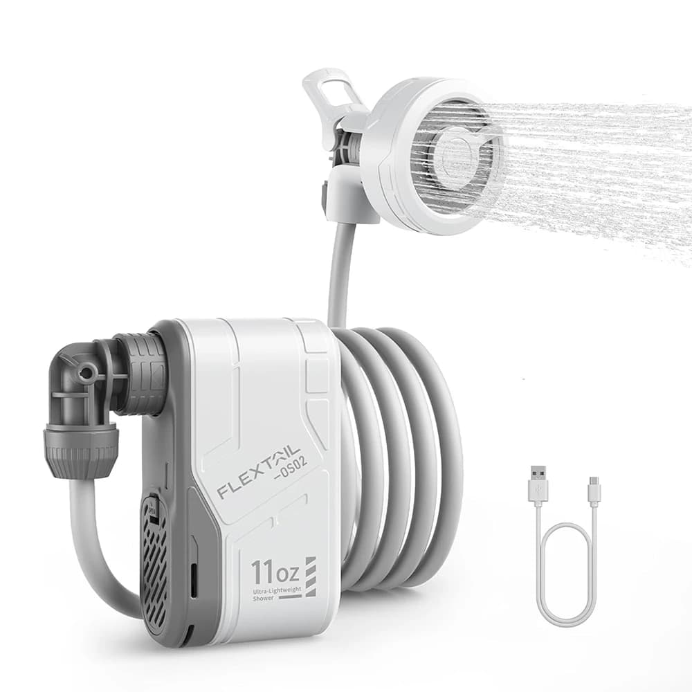 Ducha Portátil para Camping FLEXTAIL, sin Caja, Bomba de Ducha Eléctrica, Impermeable IPX7, para Ducha al Aire Libre, Lavado de Autos, Lavado de Platos
