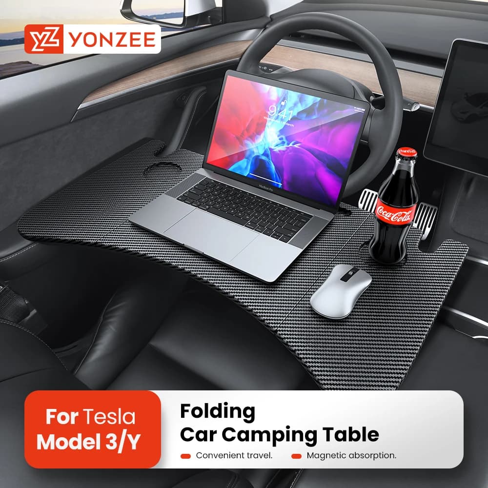 YZ para Tesla Model XS 3 Y Highland Juniper 2018-2025 Carretera de la rueda de dirección Laptop Tray Desk Comida portátil de oficina Accesorios de mesa de automóvil