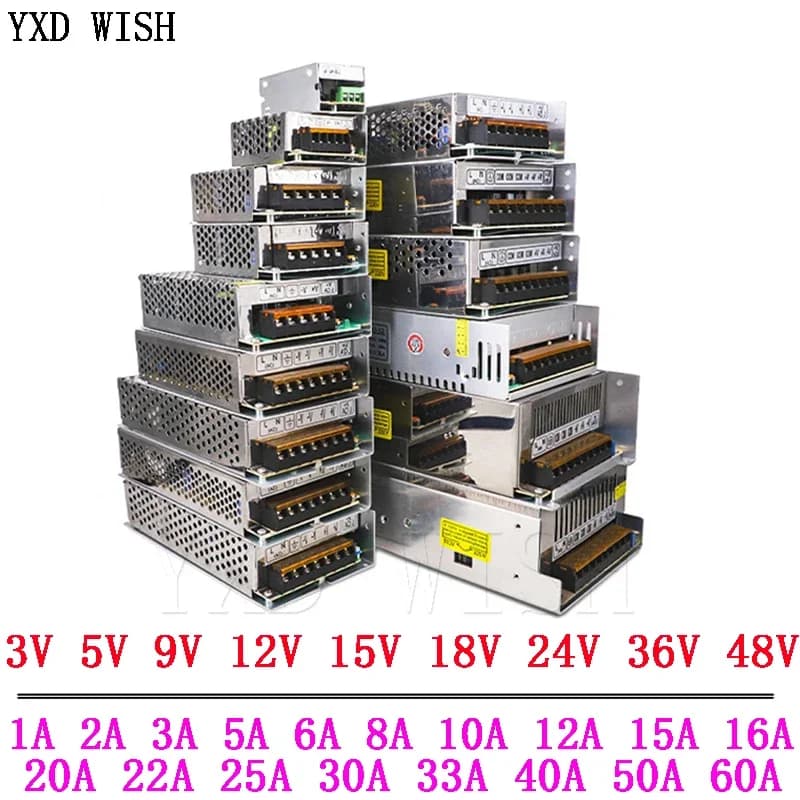 3V 5V 9V 12V 15V 18V 24V 36V Fuente de alimentación 1A 2A 3A 5A 6A 8A 10A 20A 50A Fuente de alimentación conmutada 12 V Volt 220V a 12V AC-DC SMPS