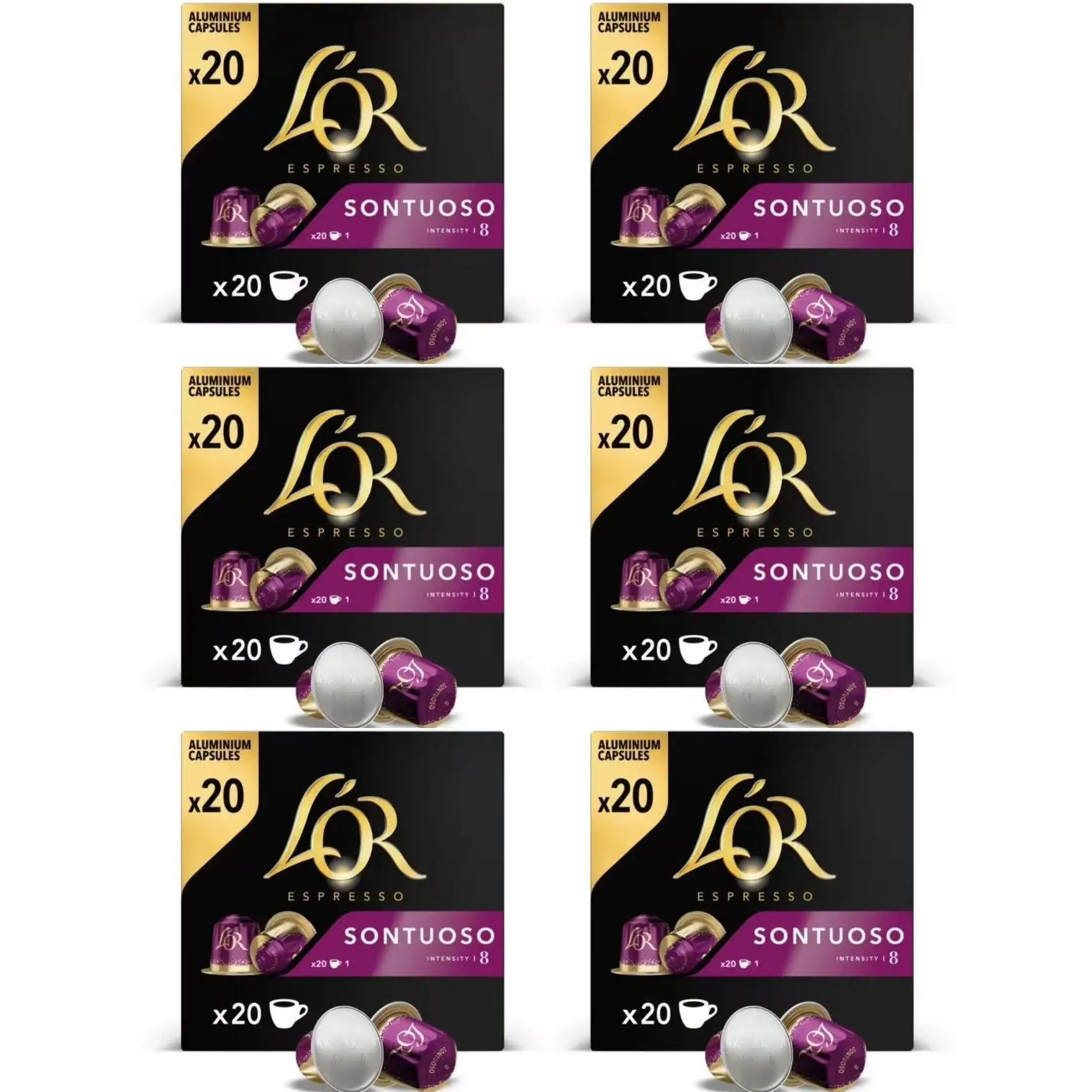 L'OR ESPRESSO café total 120 capsulas  sontuoso -80u capsulas colombia andes-120 capsulas  de onyx