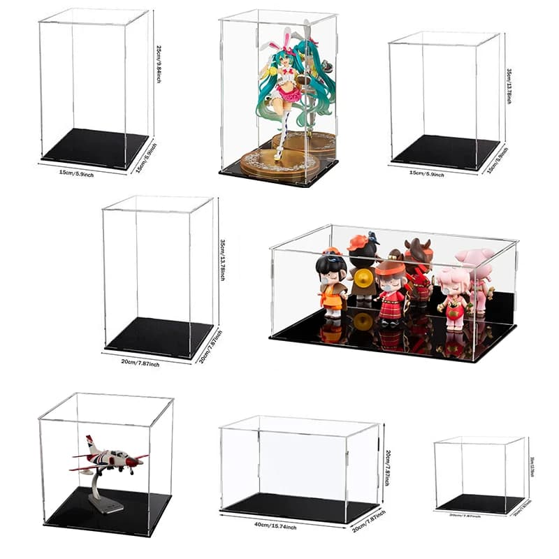 Vitrina acrílica, caja de exhibición transparente, cubo de encimera para coleccionables, figuras de acción, protección de minifiguras