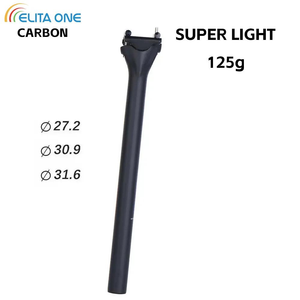 ELITAONE tija de sillín de bicicleta de carbono 135g ligero 27,2/30,9/31,6mm tija de sillín de bicicleta de carretera y MTB mate unidireccional 63C