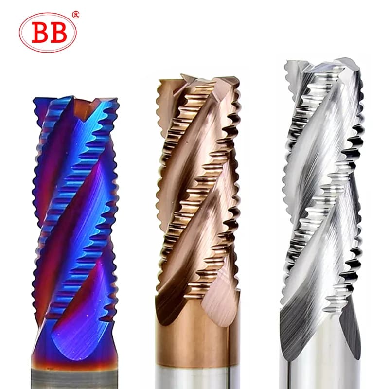 Fresa de desbaste BB, carburo sólido, mecanizado CNC, 3 flautas, 4 dientes para Metal, acero, hierro, aluminio, MDF, acrílico, madera, cobre y plástico