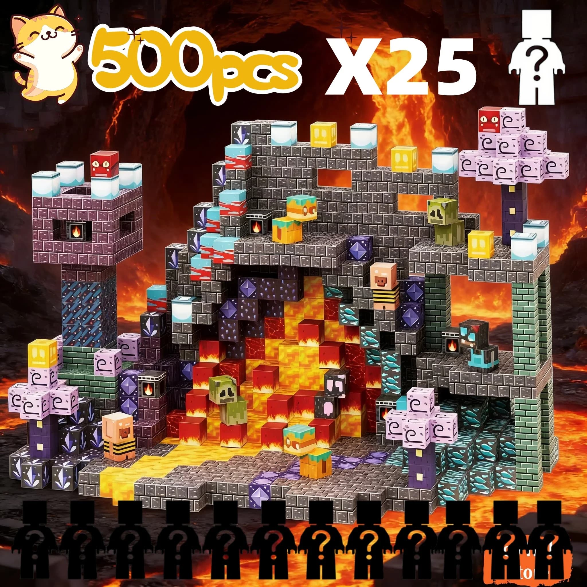 Bloques de Construcción Magnéticos, 10-500 Piezas, Mini Set de Imán Mundo Magnético, Ladrillos DIY STEM, Juguetes Educativos para Regalos de Navidad