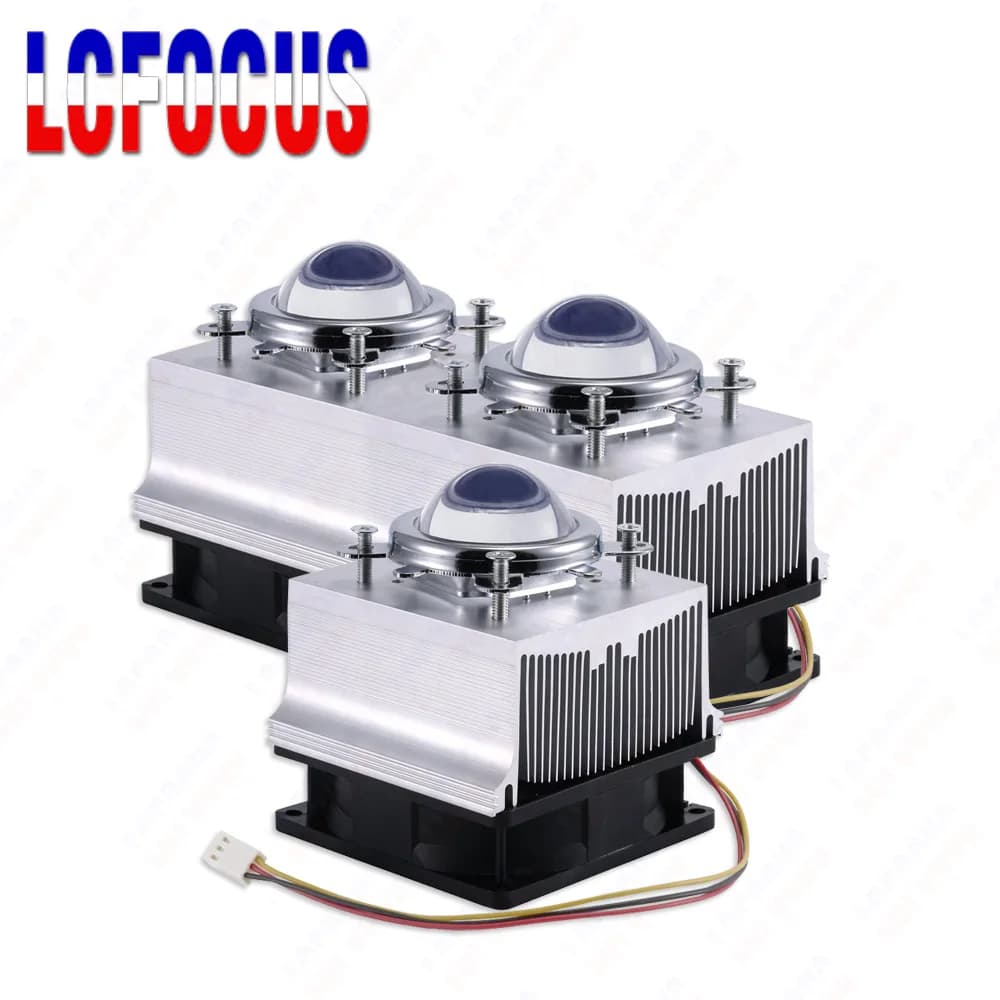 Disipador de calor LED Sistema de disipación de calor de disipación de calor de aluminio + Lente de 60 90 120 grados + Reflector + Soporte + Ventilador de 12V 110V 220V Para chip LED de 20W 30W 50W 100W