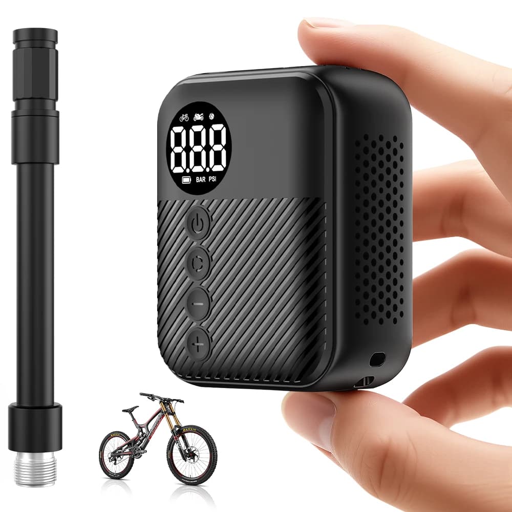 Bomba de Bicicleta Eléctrica Portátil Mini Carsun, Inflador de Neumáticos Inalámbrico, 150 Psi Máx., Batería de 480 mAh con Pantalla