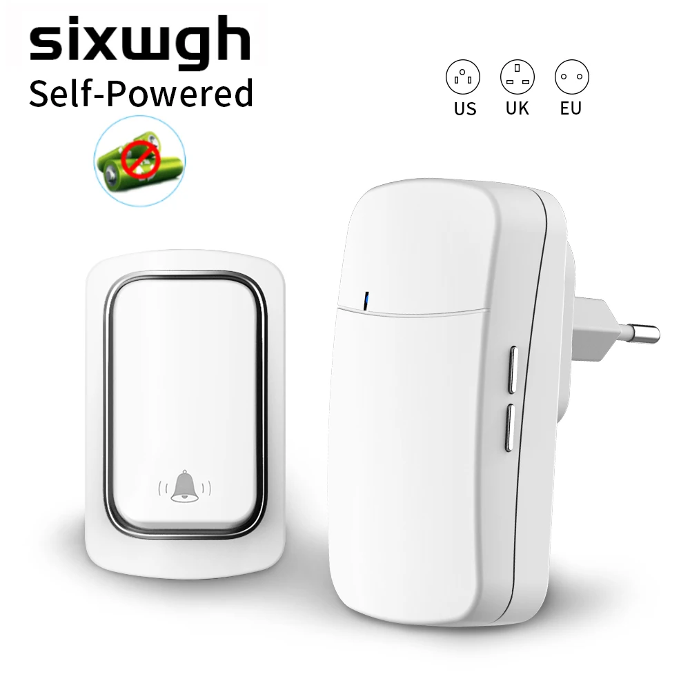 Timbre Inalámbrico SIXWGH Sin Batería, Resistente al Agua, Autoalimentado, para Interiores y Exteriores, con Sonido Cinético