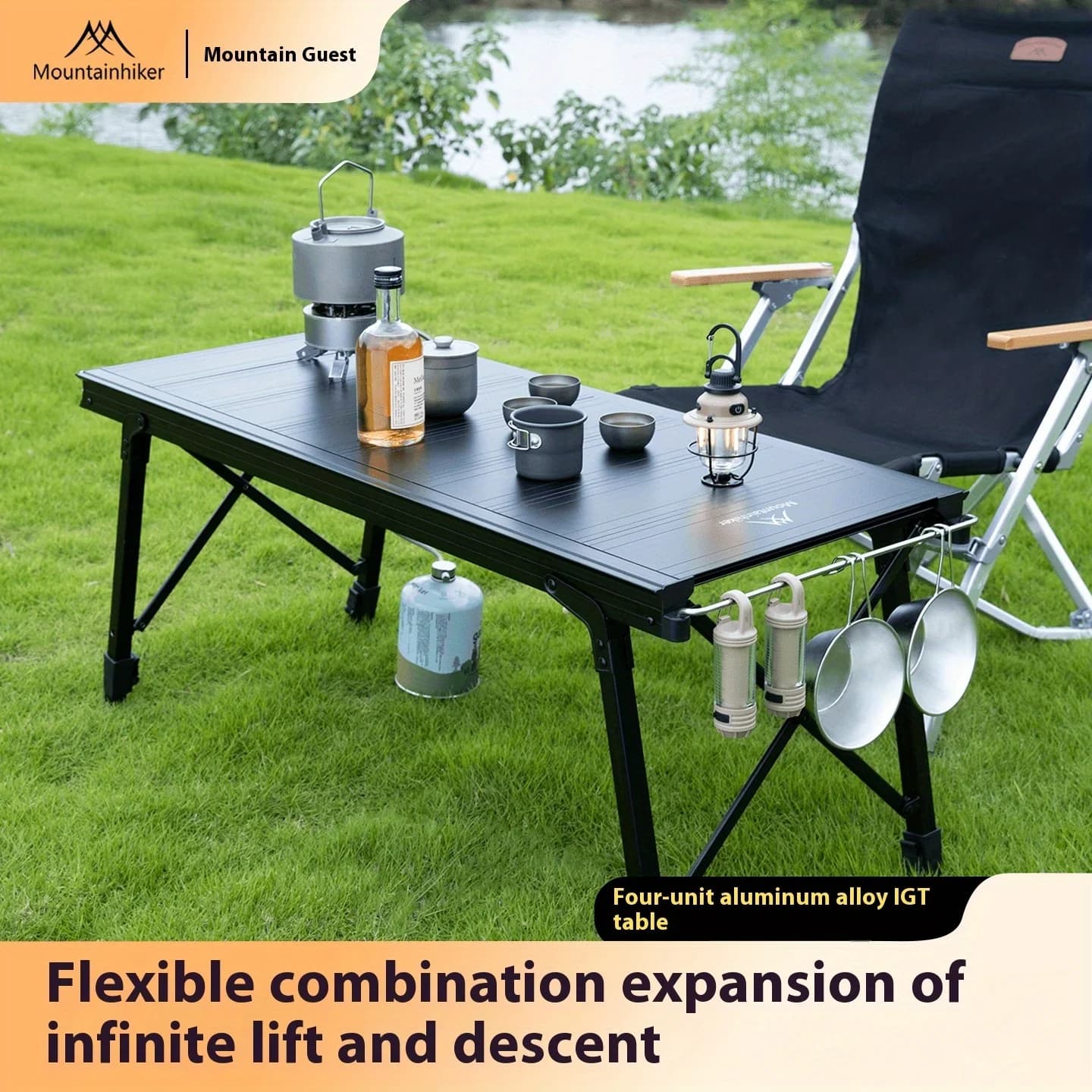 Mountainhiker Mesa elevadora plegable IGT para acampar, sistema de cocina IGT portátil para exteriores, 3-5 mesas, mesa de camping multiusos