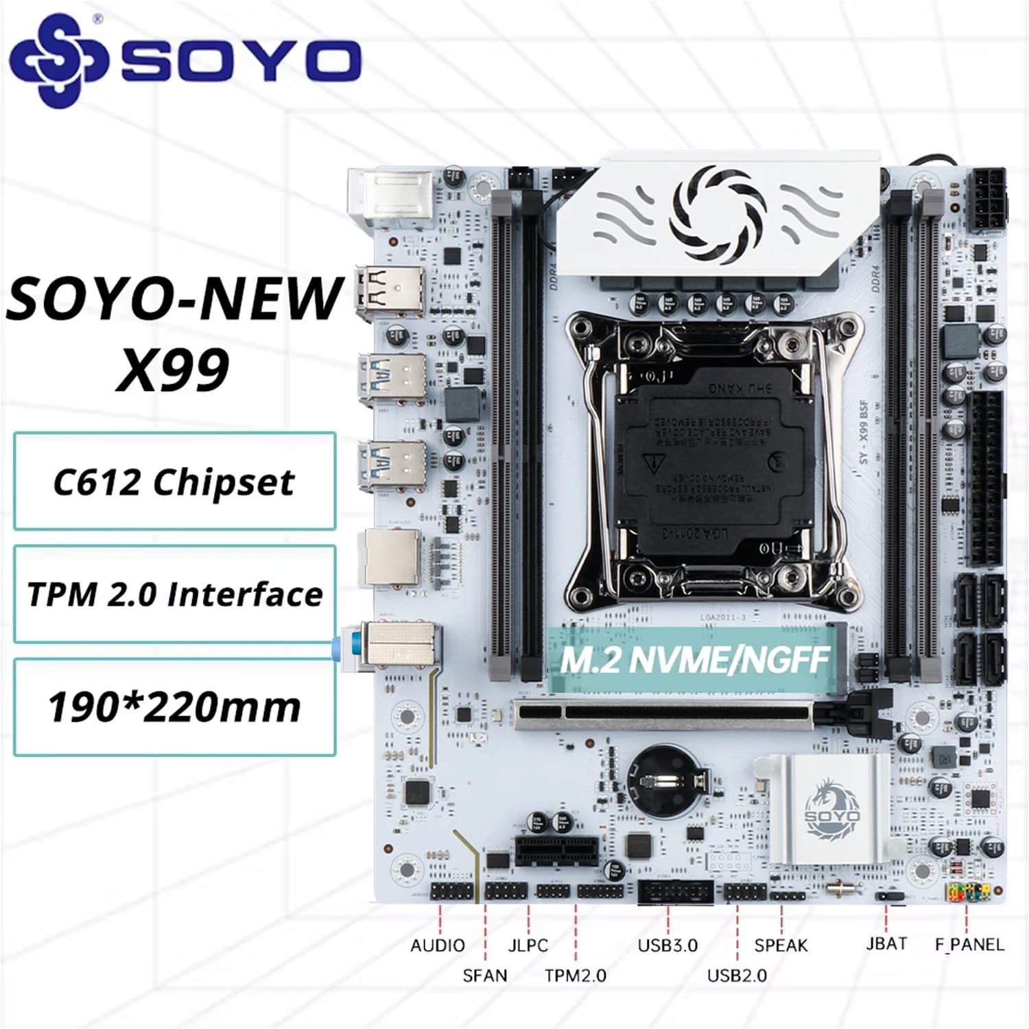Nueva actualización SOYO X99 placa base C612 Chip de memoria DDR4 de doble canal LGA2011-3 compatible con TPM 2,0 M.2 NVME para ordenadores de juegos