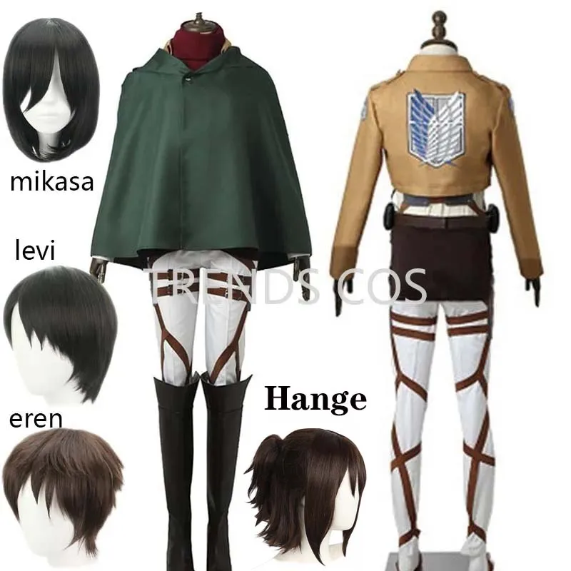 Cosplay Anime Levi Ackerman Mikasa Ackerman disfraz de Cosplay Eren Jaeger trajes Hange Zoe disfraz de Cosplay AOT conjunto completo