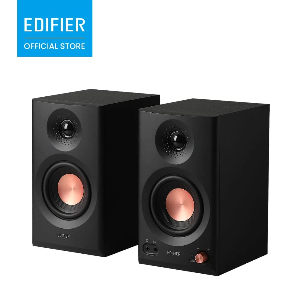 Altavoces de Monitor de Estudio EDIFIER MR3 2.0, Certificación de Audio de Alta Resolución, 18Wx2 RMS, Bluetooth 5.4, Salida Balanceada TRS RCA AUX, Conexión para Auriculares, Compensación de Espacio Mediante la Aplicación