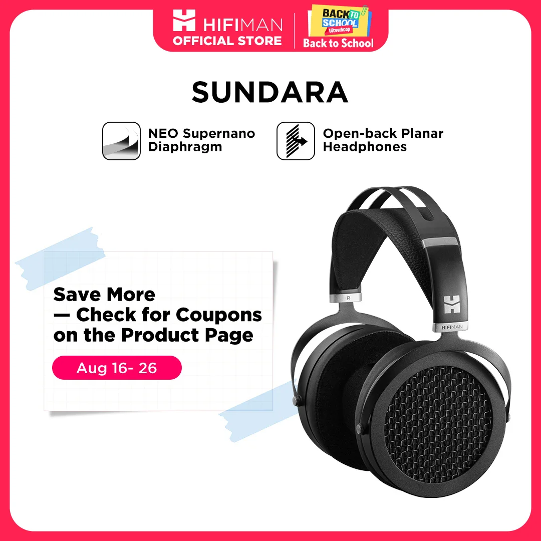HIFIMAN sundara-auriculares magnéticos planos de tamaño completo, negro, diseño de alta fidelidad, carcasa de Metal