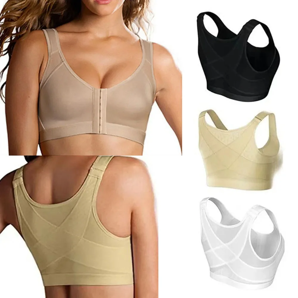 Chaleco sujetadores S-5XL Corrector de postura de cierre frontal sujetador de realce mujeres Push Up espalda cruzada ropa interior a prueba de golpes soporte deportivo Fitness