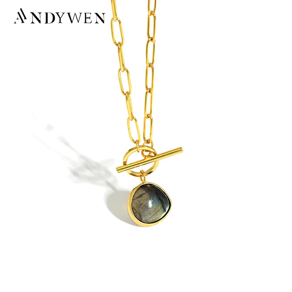 ANDYWEN-Collar con colgante de labradorita de Plata de Ley 925, cadena de horóscopo, Collar especial de moda de lujo para fiesta, joyería, regalo 2020