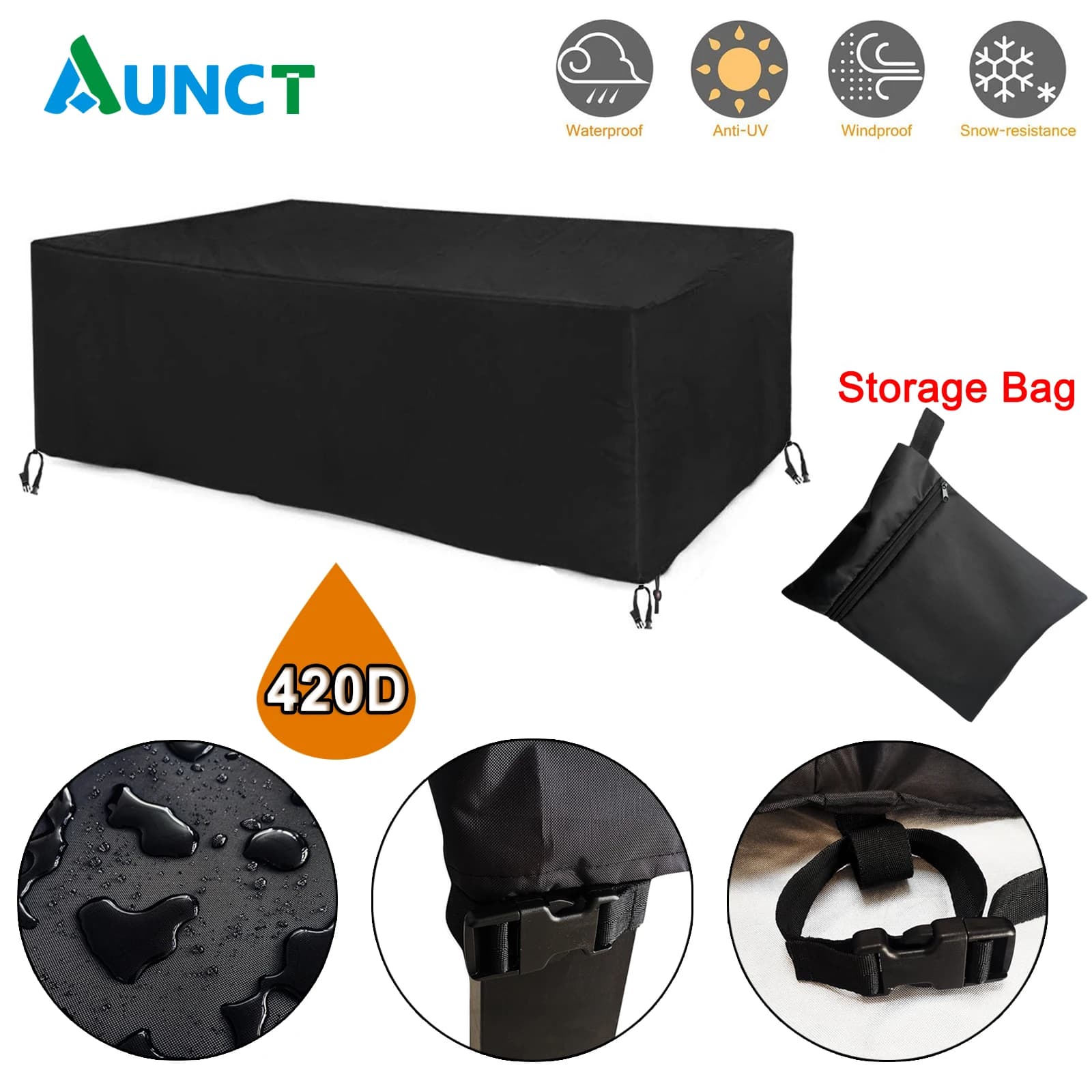 Cubierta impermeable para muebles de Patio, cubierta Rectangular para jardín, lluvia, nieve, exterior, para sofá, mesa, silla, Anti-UV a prueba de viento