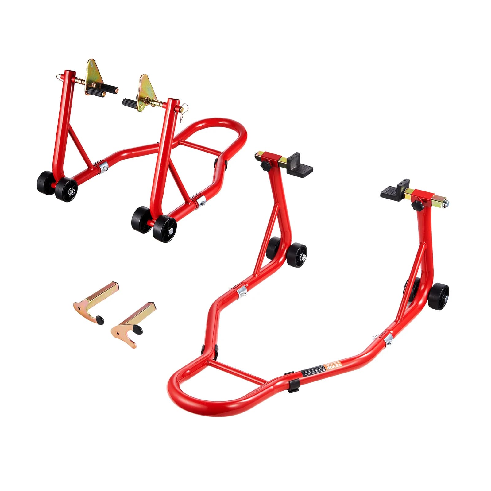 SucceBuy-soporte de elevación para motocicleta, 850 libras, Combo delantero y trasero, rueda delantera, soporte de horquilla doble, horquilla trasera U + L, soporte de carrete basculante