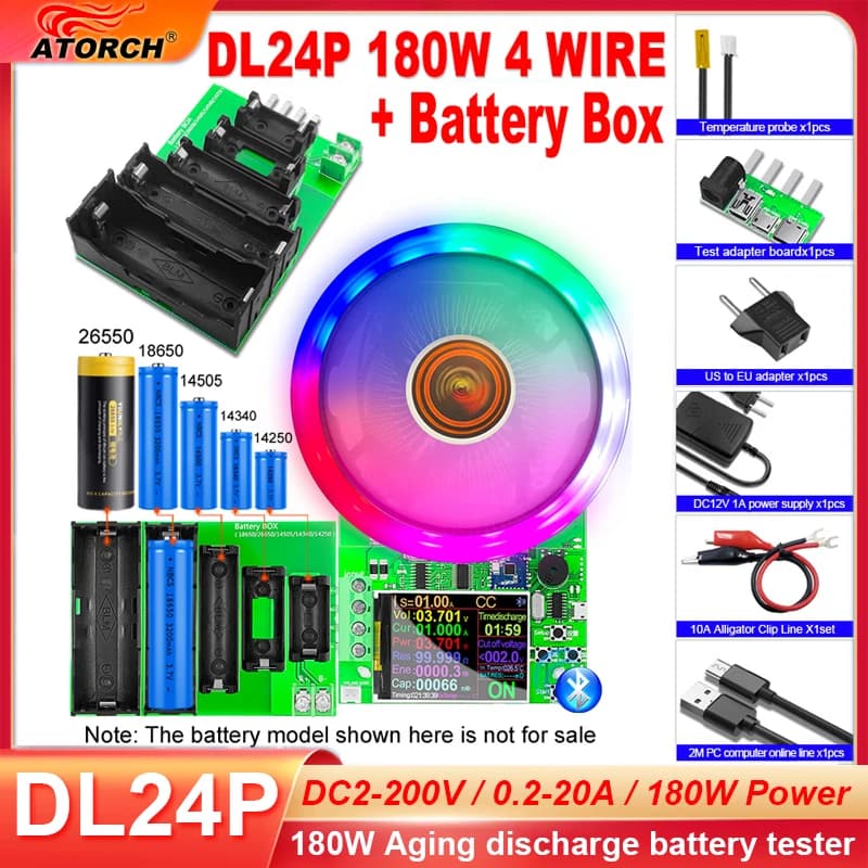 Monitor de capacidad de prueba de batería de vehículo, carga de litio electrónica de 150W/180W, 12V, comprobador de fuente de alimentación de descarga + CAJA de prueba