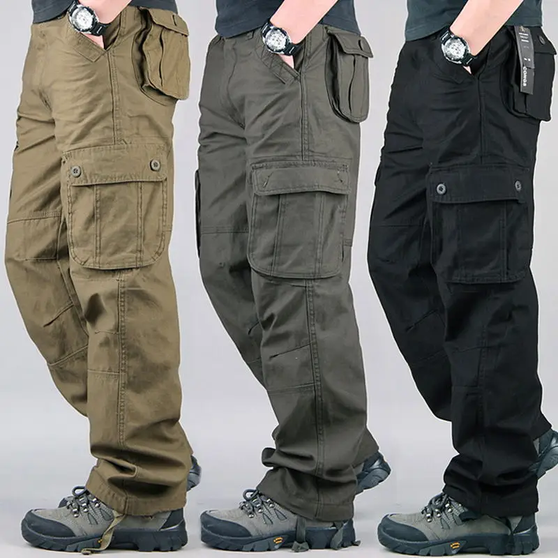 Pantalones Cargo tácticos para Hombre, monos de algodón, pantalones de trabajo al aire libre, ropa de talla grande, pantalones de camuflaje para senderismo