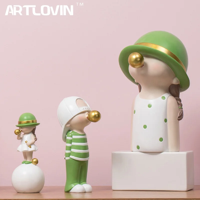 Figuras de personajes de estilo nórdico ARTLOVIN, modelo para niños, estatua de goma de mascar para decoración de sala de estar, decoración moderna para el hogar