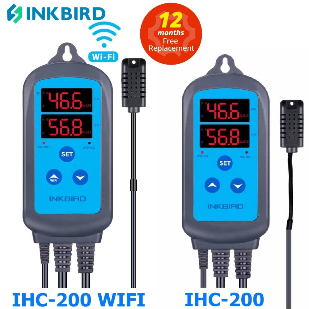 INKBIRD IHC-200 y 200 WiFi UE enchufe y enchufe controlador de humedad Digital para humidificación y deshumidificación del hogar para aplicación gratuita