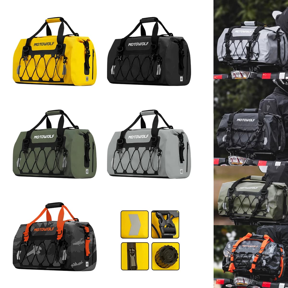 Bolsa de Viaje para Ciclismo al Aire Libre, Bolsa de Senderismo, Bolsa de Equipaje Seco Enrollable para Bicicleta, Motocicleta, Viajes, Bolsa de Asiento, Natación, Navegación, Kayak