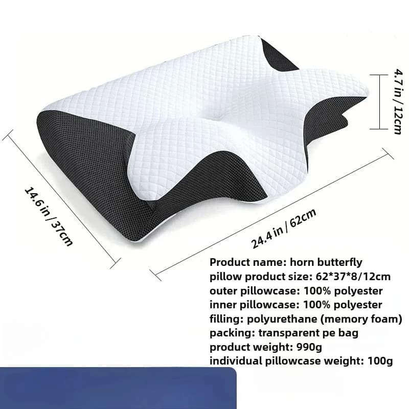 Almohada de cuello con memoria para dormir de mariposa, cómoda almohada para dormir de espuma viscoelástica de rebote lento, almohada para cama de masaje de cuello ortopédico Cervical