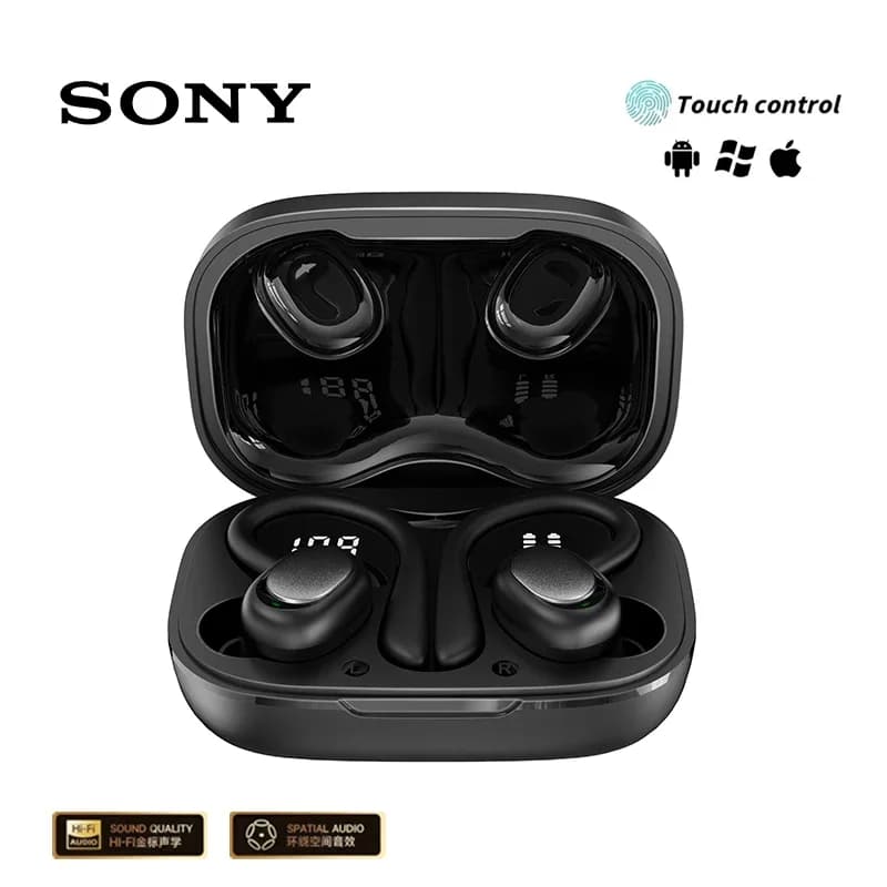 Auriculares inalámbricos Sony SP180 originales Tws con micrófono, auriculares deportivos con Clip para la oreja, auriculares intrauditivos estéreo con pantalla Led