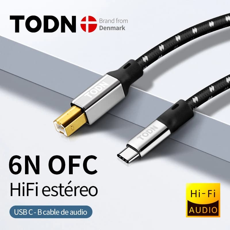 Cable USB DAC Todn Tipo C a Tipo B, Cable Estéreo HiFi 6N OFC, Cable Digital de Audio y Datos para DAC de Teléfono Móvil