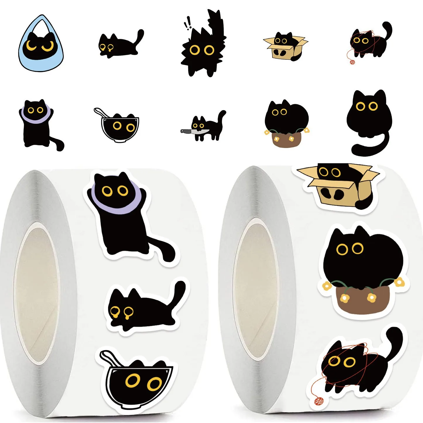 Colección de Pegatinas de Gatos Negros 2026, 100-500 Piezas, para Carcasas de Teléfono, Guitarras, Cuadernos, Álbumes de Recortes, Decoración de Halloween, Artículos de Papelería