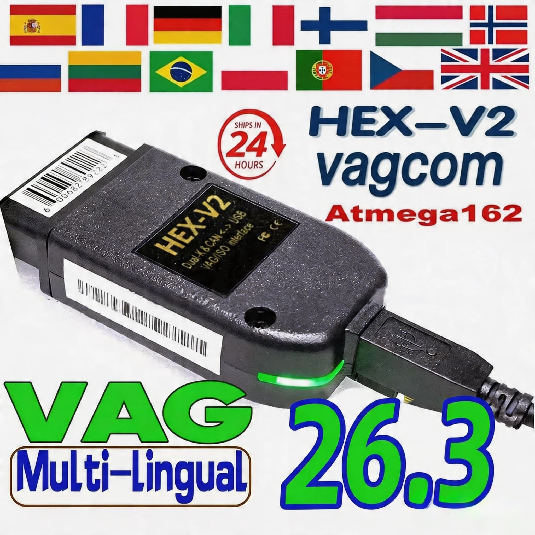 Interfaz VCDS VAGCOM 2026, VCDSCAN HEX V2 Actualización 26.3 para VW, AUDI, Skoda, Seat, Herramienta de Diagnóstico Automotriz Multi-Idioma