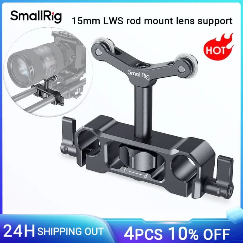 Soporte de lente de montaje en varilla LWS Universal SmallRig de 15mm para soporte de lente de cámara Dslr de 73-108mm con abrazadera de varilla de 15mm-2727