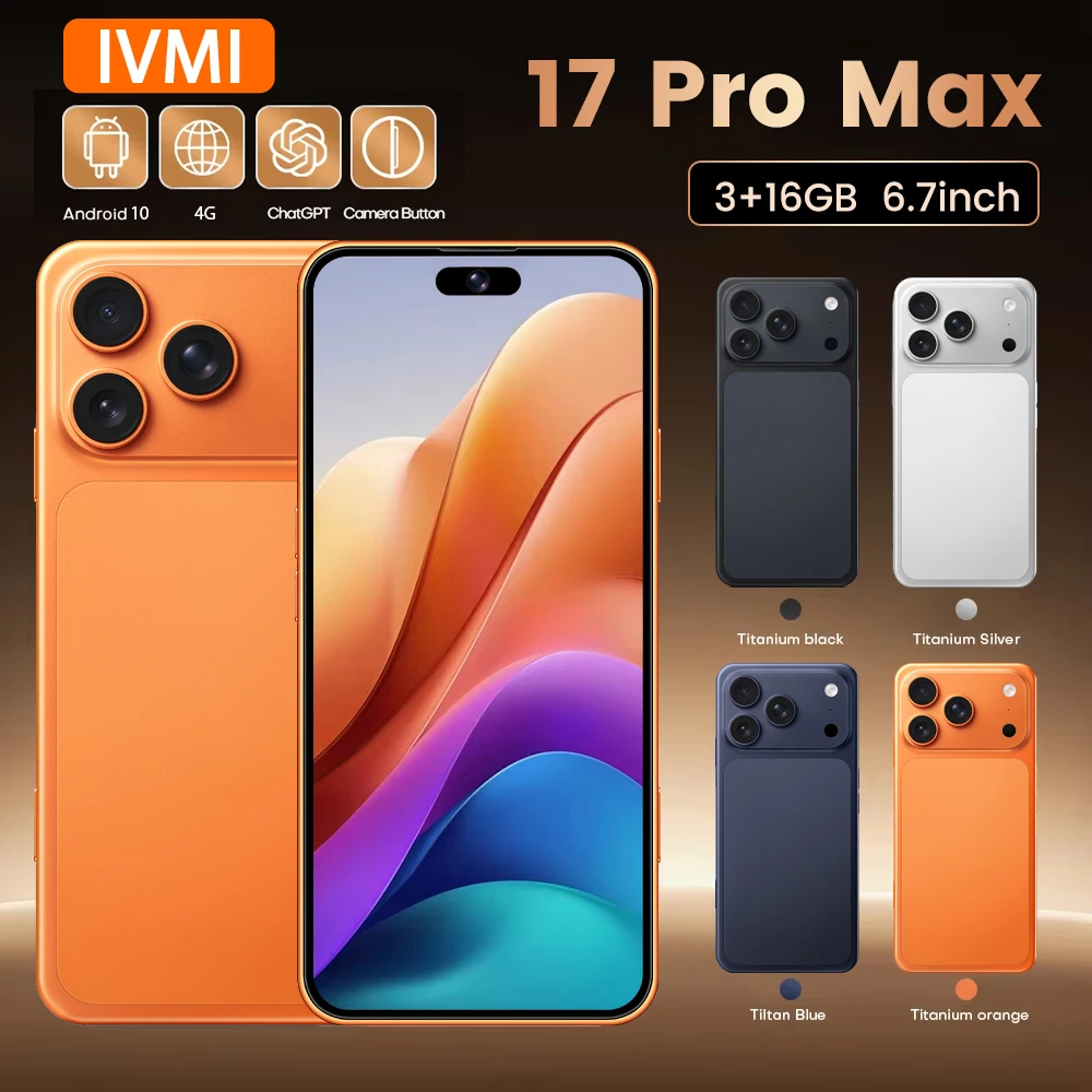 Teléfono Inteligente IVMI 17Pro Max con Android 10.0, Doble SIM, Pantalla de 6.7 Pulgadas, 3 GB de RAM, 16 GB de ROM, WIFI, Bluetooth, Play Store, 4G, Teléfono Móvil Pequeño