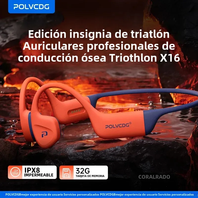 POLVCDG auriculares de natación de conducción ósea IPX8 impermeables 32GB de memoria Bluetooth 5,4 material de silicona 2025 nuevo producto x16