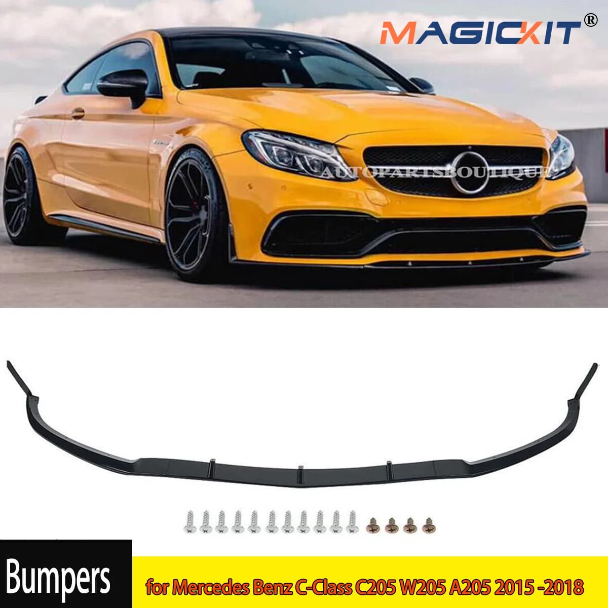 Labio del parachoques delantero para Mercedes Benz Clase C W205 C205 A205 ED1 estilo divisor embellecedor alerón del parachoques delantero del coche brillo de labios negro