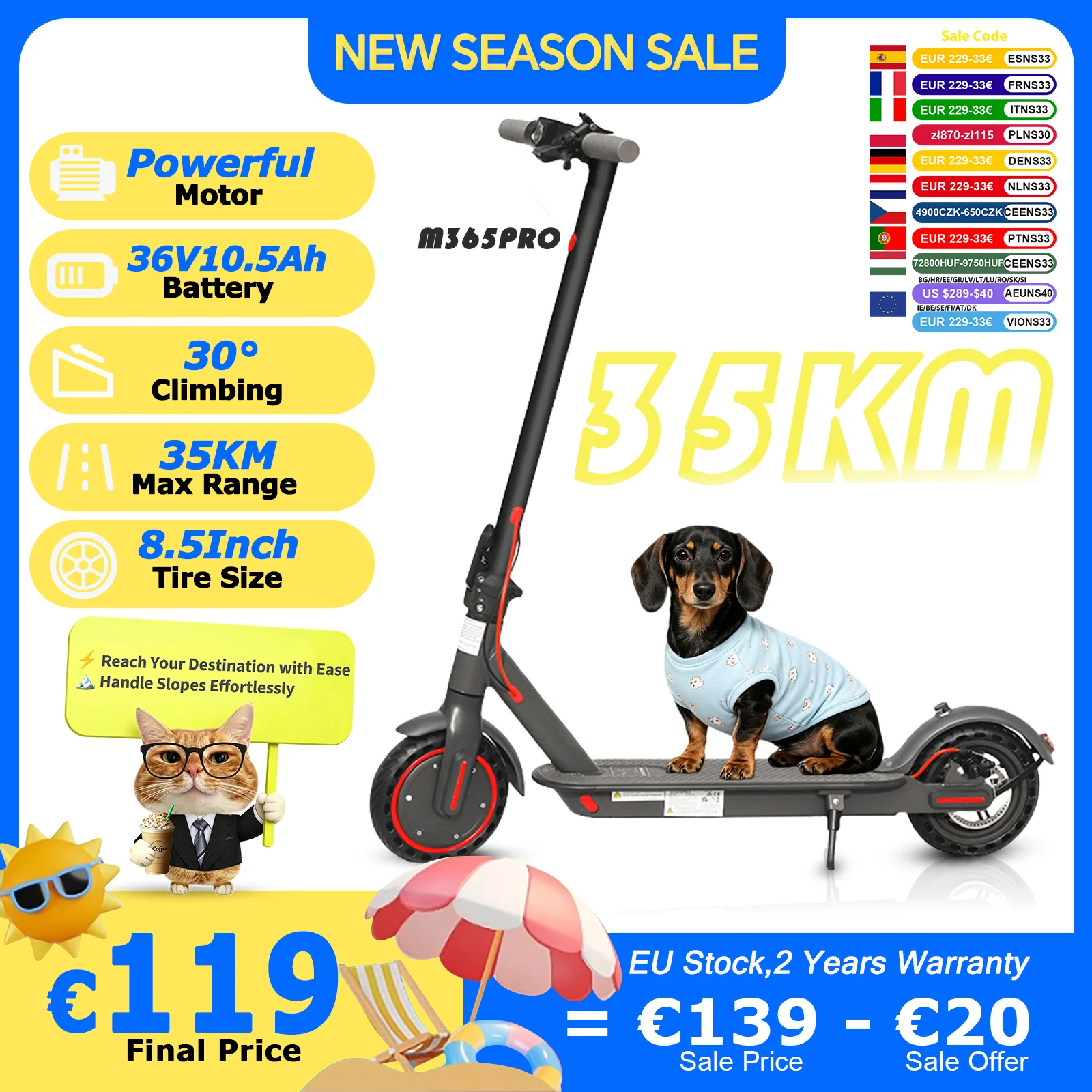 Patinete Eléctrico M365PRO/M365 X1, 36V 10.5Ah, Motor Potente, 35KM de Autonomía, Conducción Rápida, Llantas Sólidas de 8.5 Pulgadas, Plegable, Aplicación Inteligente Aovopro, Alta Velocidad