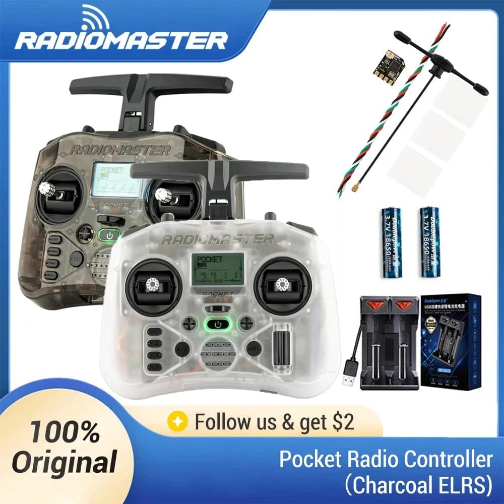 Radiomaster Pocket EdgeTX 2,4G controlador de Radio FCC LBT (acelerador para zurdos Mode2) CC2500 / ELRS transmisor de cardán Hall