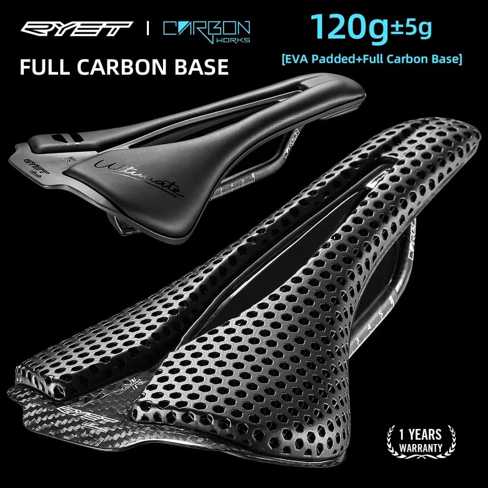 2024 RYET Sillín de bicicleta con estampado 3D, cojín de carbono de 120g, asientos de bicicleta de 250x140mm para asiento de bicicleta de carretera de grava MTB, accesorios para ciclismo