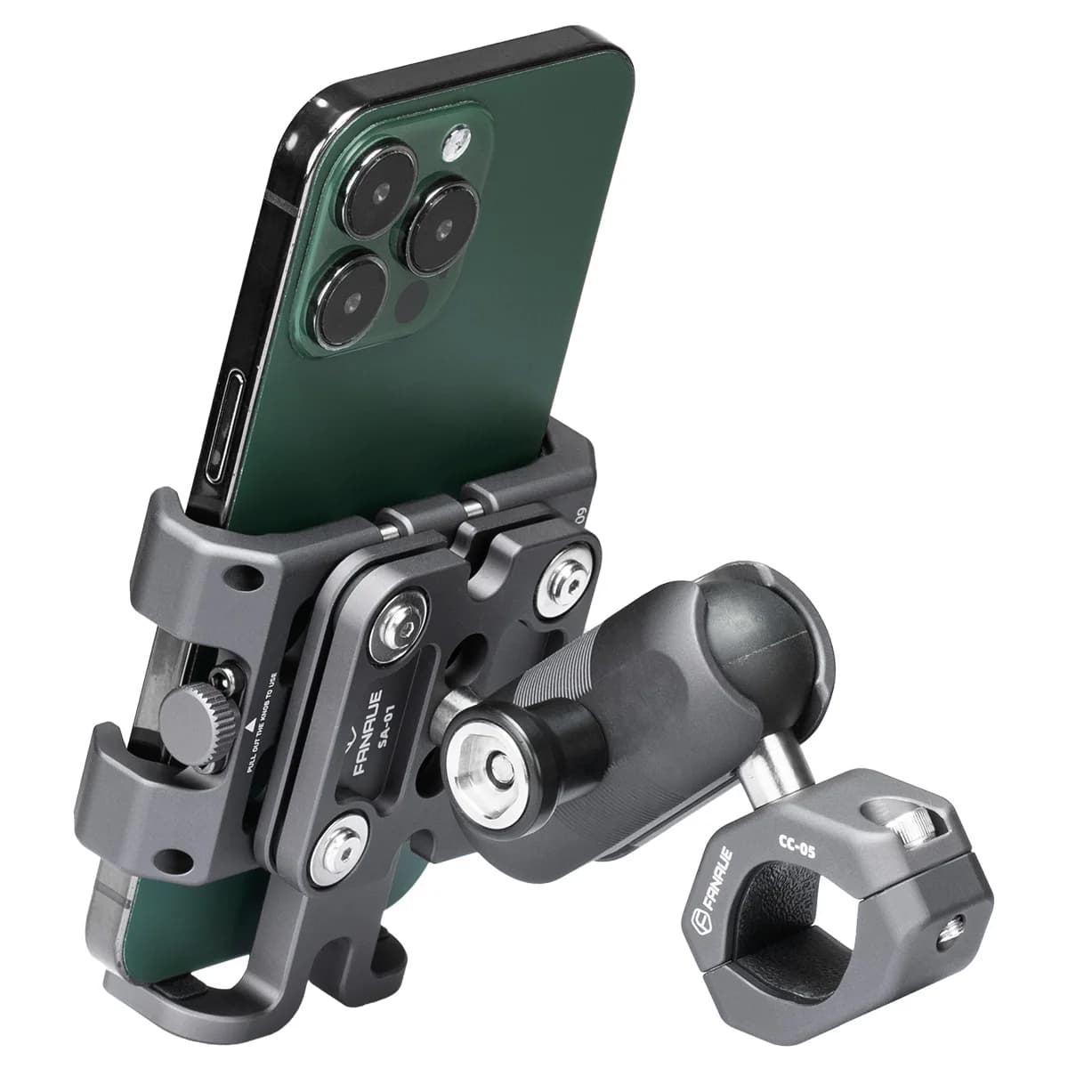 FANAUE-soporte para teléfono de motocicleta, aleación de aluminio con amortiguador de vibración, ATV/UTV, manillar de bicicleta, Clip GPS