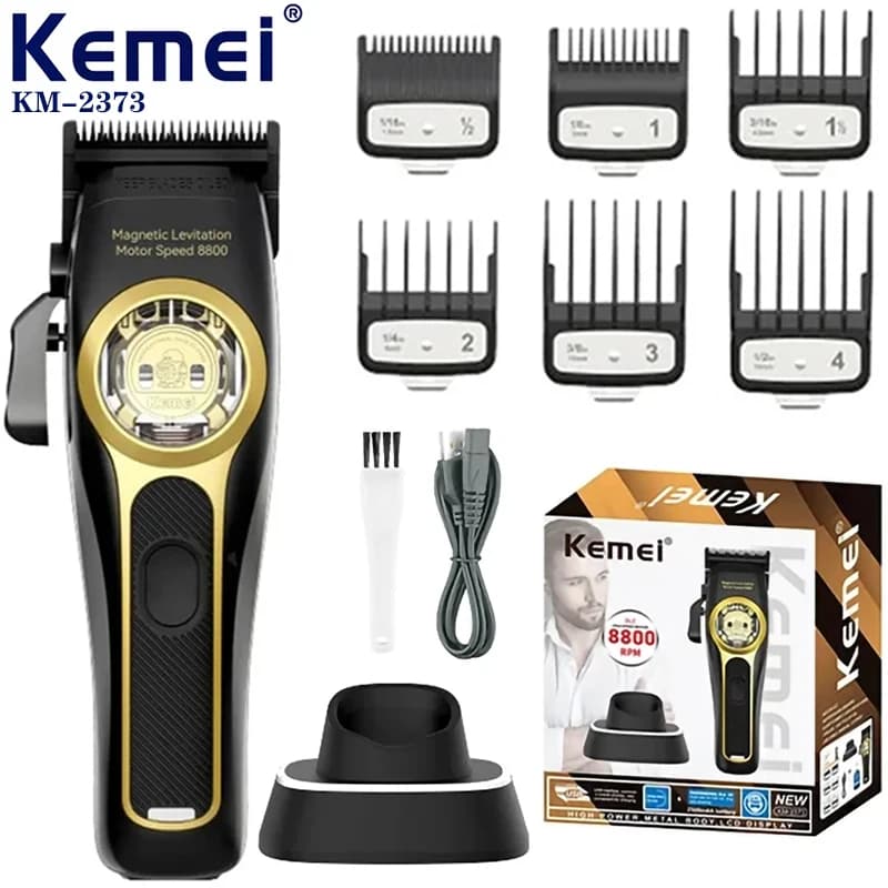 Kemei KM-2373Cortadora de cabello Motor de levitación magnética Cortadora de cabello Base de carga Cortadora de cabello para hombres