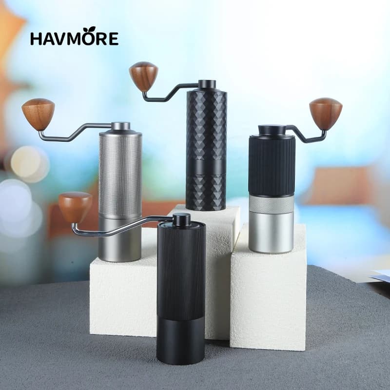 Molinillo de café Manual mejorado CNC profesional de acero inoxidable diamante ajustable Manual rebaba molienda de granos de café