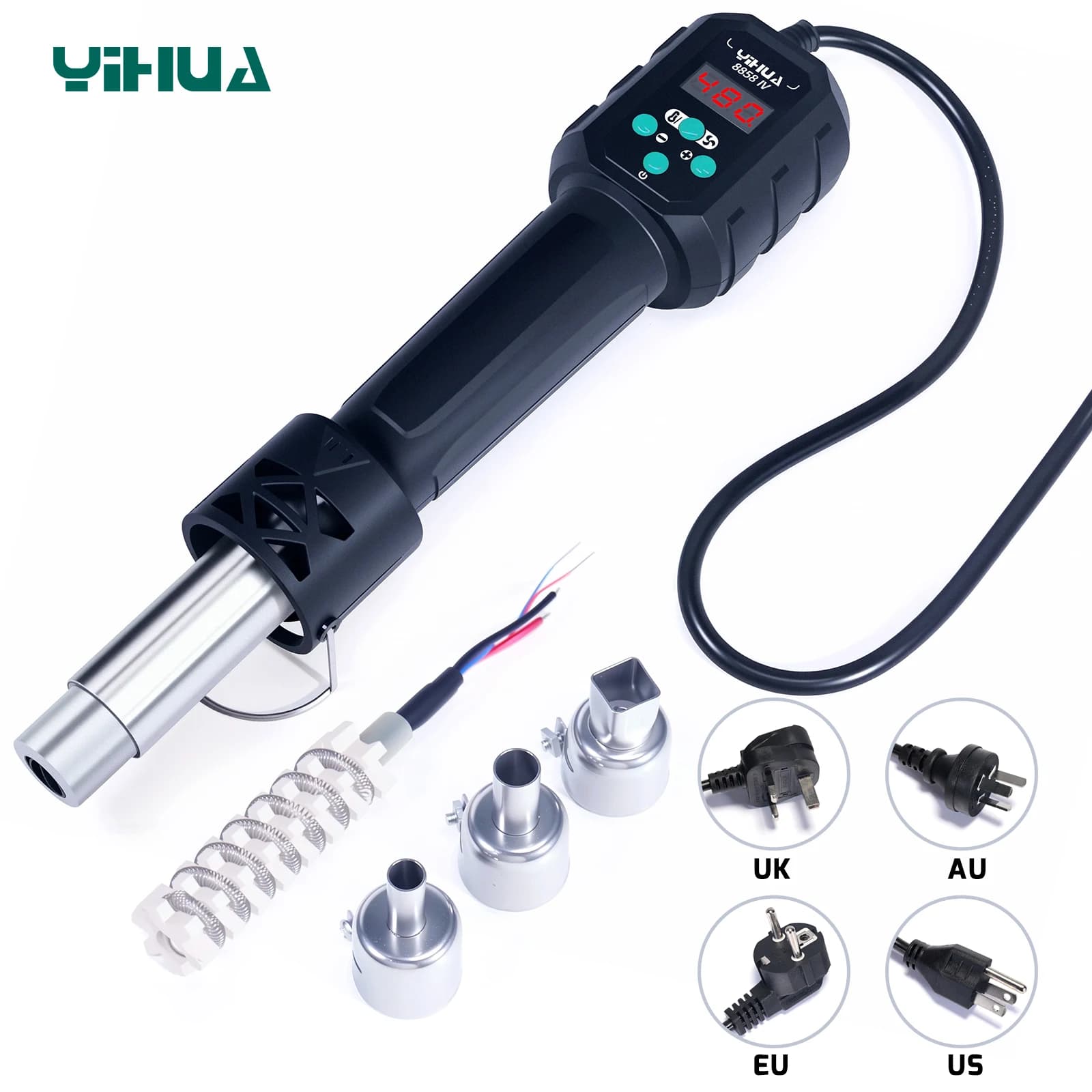 YIHUA-pistola de aire caliente Micro, estación de soldadura de retrabajo, pistola de calor Digital LCD, herramientas de soldadura BGA IC, ajuste de temperatura C/F, 8858IV, 700W